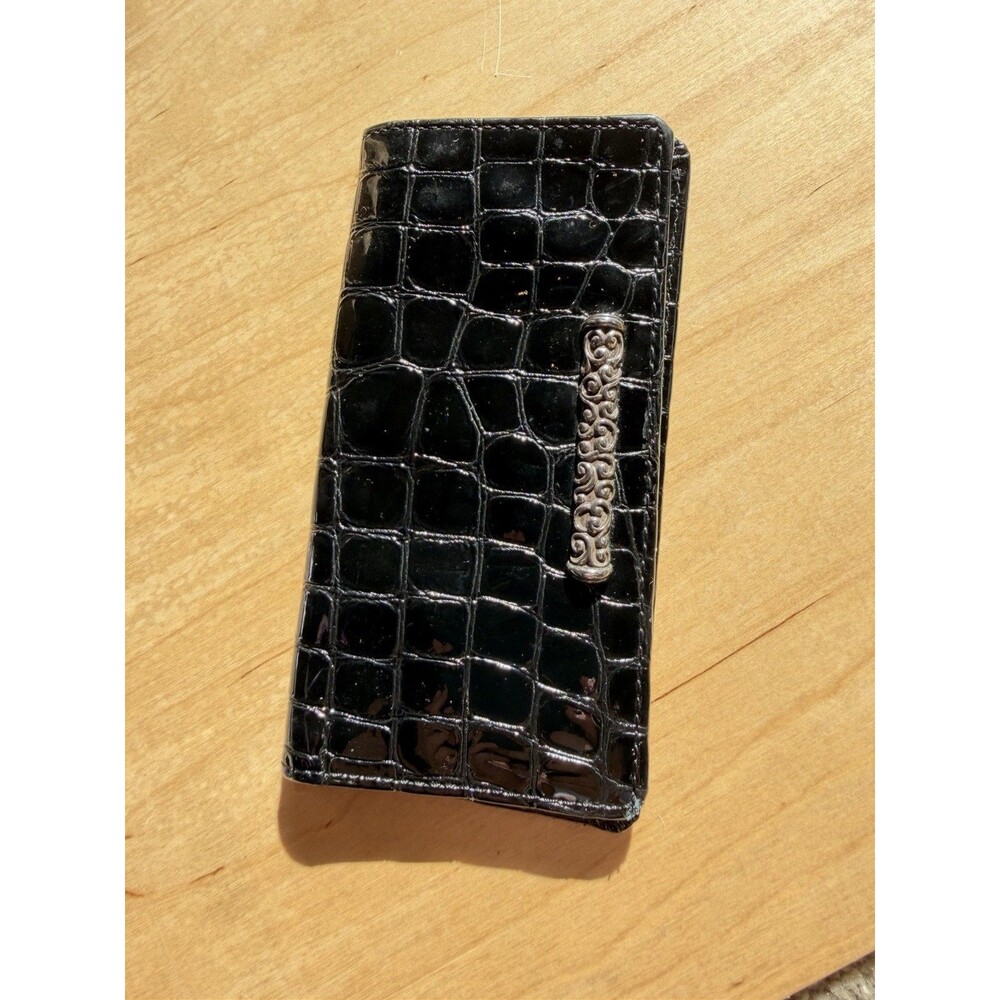 Vintage Black Crocodile EmbossedLeather Long Wallet